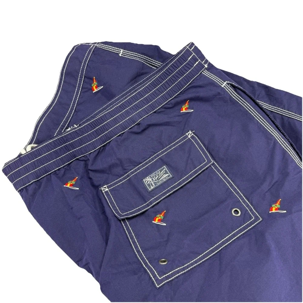 Vinatge Polo‎ Ralph Lauren Swim Trunks Mens 2XB Blue Shorts All Over Print